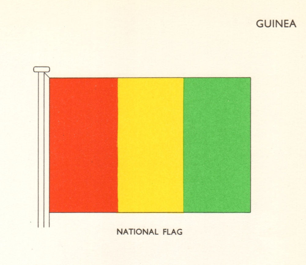 GUINEA FLAGS. National Flag 1964 old vintage print picture